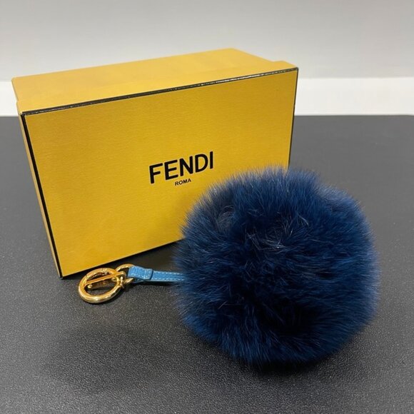 Fendi Blue Pom Pom Bag Charm/Key Chain (JB1257) - Picture 1 of 4